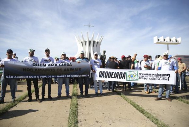 Imagem Ilustrando a Notícia: Seis mil pessoas protestam em Brasília contra proibição de vaquejadas