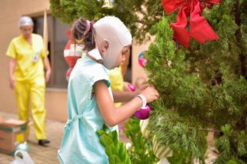 Imagem Ilustrando a Notícia: Crianças decoram pinheiros do Hugol para o Natal