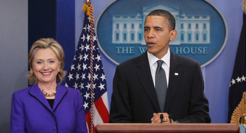 Imagem Ilustrando a Notícia: Hillary Clinton recebe apoio de Obama nas eleições