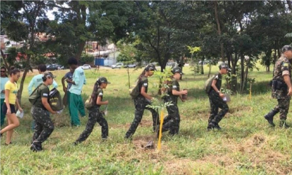 Imagem Ilustrando a Notícia: Amma e guardiões ambientais mirins plantam 300 mudas de árvores nativas em Goiânia