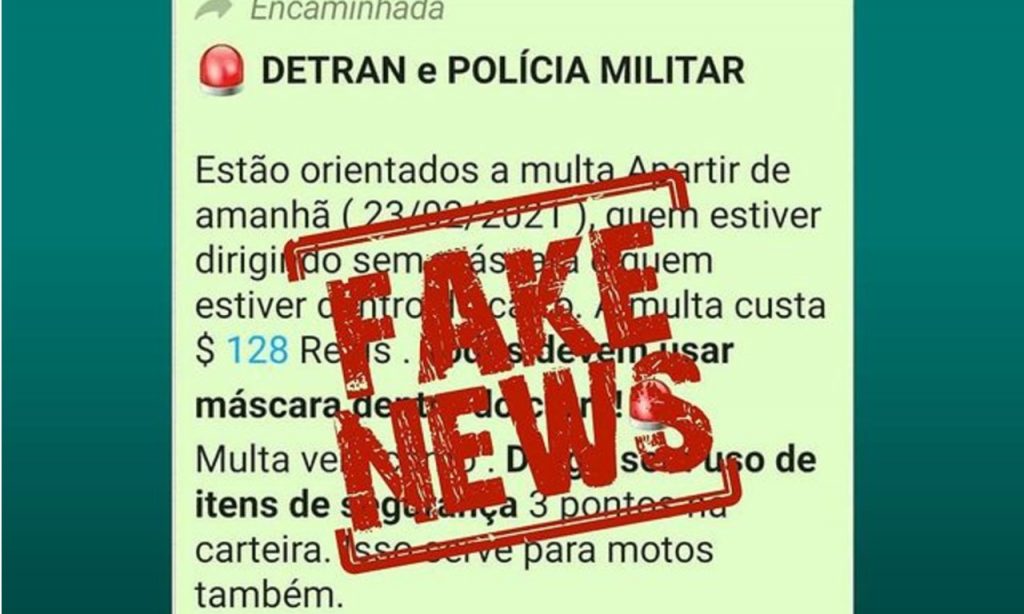 Imagem Ilustrando a Notícia: Multas a motoristas que não usam máscaras é fake news, alerta Governo de Goiás