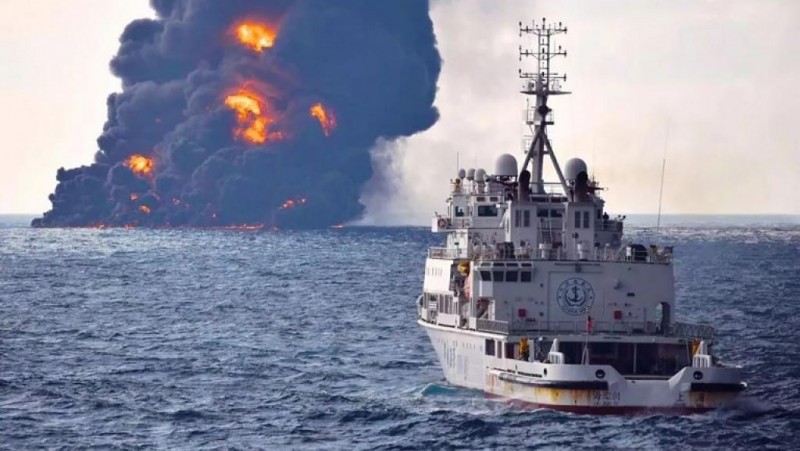 Imagem Ilustrando a Notícia: Contaminação do petroleiro Sanchi se expande pelo Mar da China