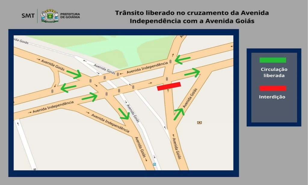 Imagem Ilustrando a Notícia: SMT libera cruzamento das Avenidas Goiás e Independência, em Goiânia
