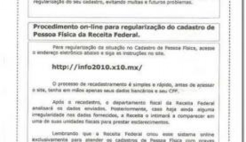 Imagem Ilustrando a Notícia: Receita Federal alerta para envio de falsas intimações pelos Correios