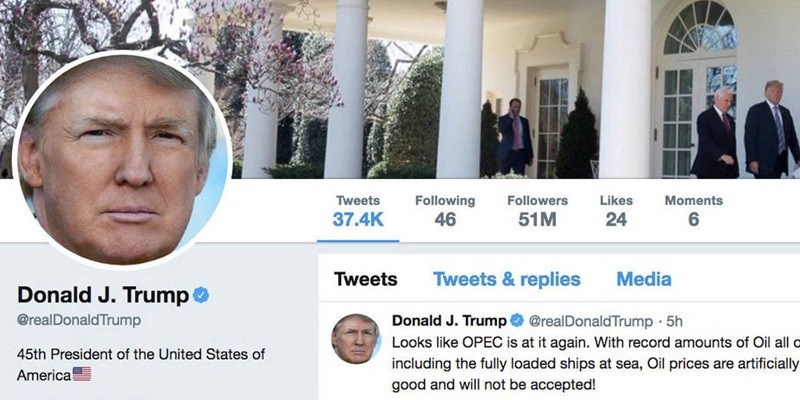 Imagem Ilustrando a Notícia: Trump é acusado de violar a lei por bloquear contas no Twitter