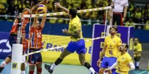 Na partida de estreia no Mundial, o Brasil venceu o Egito por 3 a 0