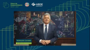 Governador Ronaldo Caiado participou do encerramento da edição 2021 do evento promovido pela Associação Brasileira de Desenvolvimento (ABDE) nesta sexta-feira (30/04) | Foto: divulgação