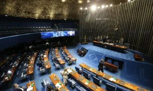 Plenário do Senado Federal durante sessão deliberativa ordinária semipresencial.