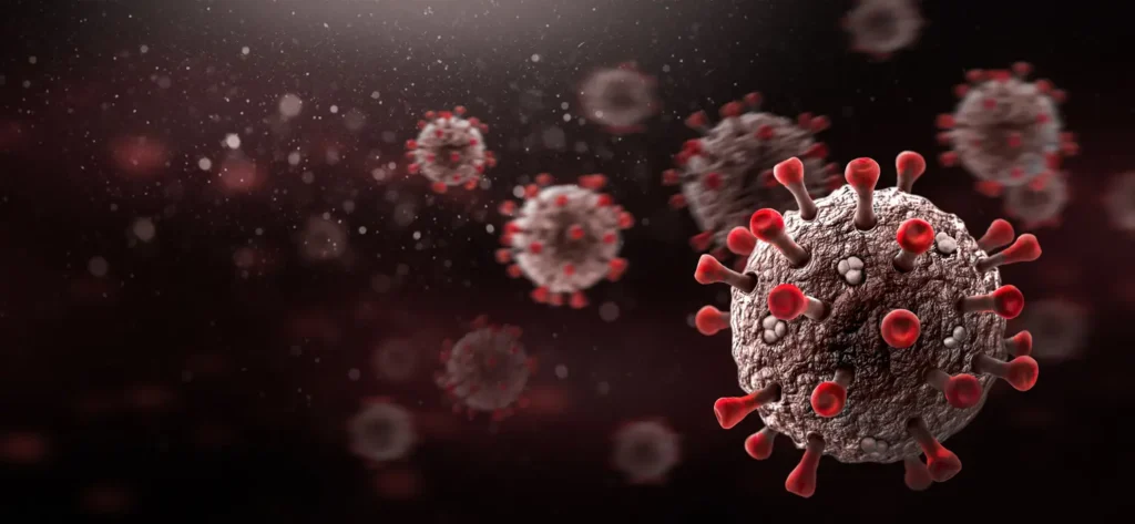 Corona Viruses against Dark Background