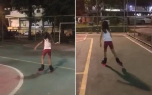 A menina andava com os patins que ganhou no Natal quando, na presença dos pais, foi atingida no ombro | Foto: Reprodução/ Arquivo pessoal