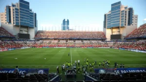 No Estádio Mohammed Bin Zayed, em Abu Dhabi, nos Emirados Árabes Unidos, o Palmeiras tenta bater o Chelsea, da Inglaterra, e conquistar o título mundial | Foto: SE Palmeiras