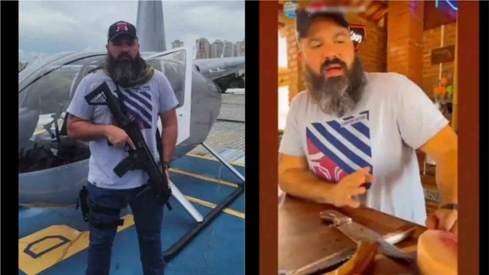 Além de usar o equipamento e munição do Estado, o delegado teria participado do evento em seu horário de expediente | Imagens: Reprodução/Redes sociais.
