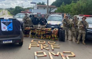 A carga era transportada em um carro, que foi interrompido pela polícia após troca de informações entre as forças de segurança pública | Foto: Reprodução
