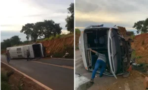 Além do motorista e sua esposa, também estavam no veículo oito estudantes