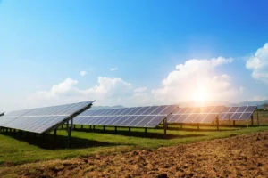 Solar panels, photovoltaic - alternative electricity source - selective focus, copy space