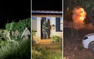 Na chácara foram encontradas 11 armas de fogo, incluindo 4 armas de grosso calibre, munições e explosivos | Foto: PM