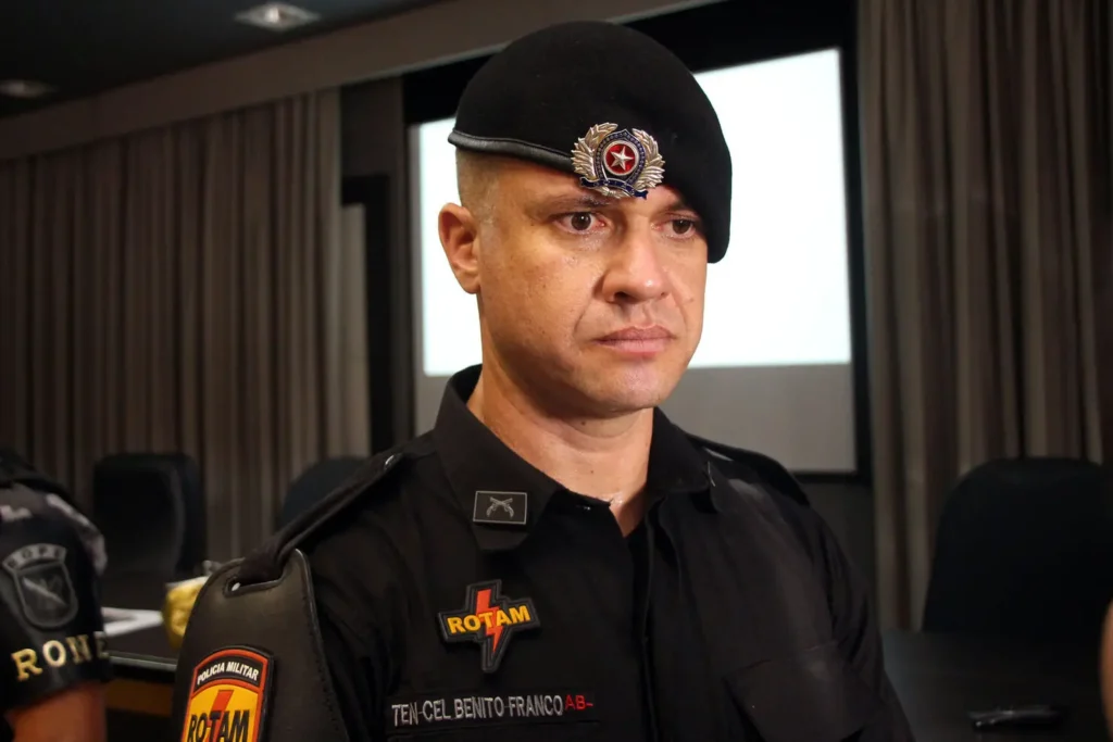 Curitiba, 05 de novembro de 2019. Aula Inaugural do Curso de Rondas Ostencivas de Natureza Especial. Foto: Ten Cel Bento Franco, Comandante do Batalhão ROTAM da Polícia Militar do Estado de Goiás.