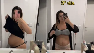 A jovem chegou a aparecer de fralda em uma das gravações e brincou com esse fator na legenda do post | Foto: Reprodução/Instagram