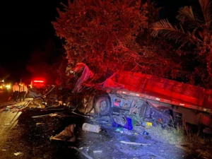 Acidente entre ônibus e carreta deixa quatro mortos e 12 feridos em rodovia de Nova Crixás|