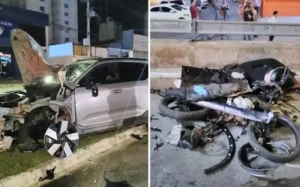A via superior e inferior do Viaduto da T-63 foram interditadas na manhã desta quinta-feira (4/5) | Foto: Divulgação / Polícia Civil