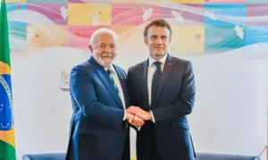 Hiroshima-Japão. 20/05/2023  Presidente Luiz Inácio Lula da Silva com o preidente da França, Emmanuel Macron, na cúpula do G7. Foto Ricardo Stuckert