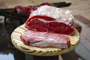 Red Raw Steak Sirloin against