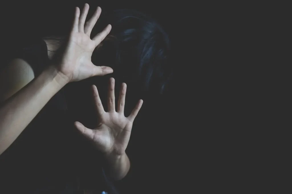 Woman hand sign for stop abusing violence,  human trafficking, stop violence against women, Human is not a product. Stop women abuse, Human rights violations.
