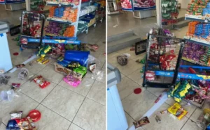Destruição do local ocorreu após balconista negar pedido inusitado do homem | Foto: Divulgação/ Polícia Militar