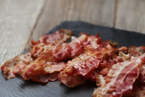 Fried bacon on the table