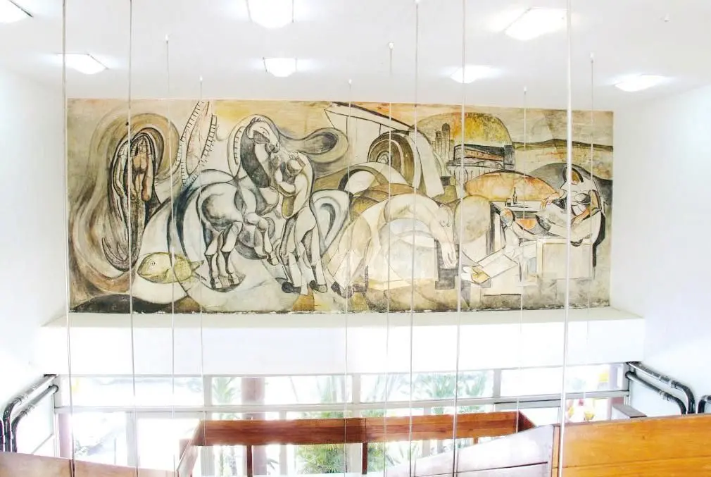 Obra do artista italiano, que estava no antigo prédio da Celg, foi transferida para o Centro Cultural Oscar Niemeyer. | Foto: Divulgação