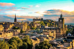 Edinburgh skyline as seen from Calton Hill, Scotland