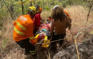 O acidente aconteceu  durante uma trilha em uma cachoeira em Cavalcante | Foto: Corpo de bombeiros
