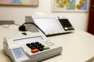 Vitoria / ES / Brazil - April 10, 2019: The Regional Electoral Court (TRE) presented some electronic ballot boxes that will be used in the 2020 elections throughout Brazil.