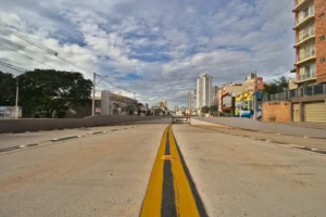 Sodino Vieira is the name this overpass at Goiania city and was empty during quaretine of COVID 19. On March 28, 2020, Goiania, Brazil.