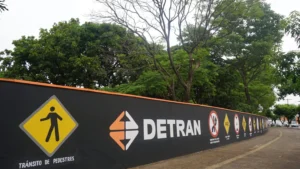 O transeunte que passa pela avenida Engenheiro Atílio Corrêa Lima, no setor Cidade Jardim, em Goiânia, percebe um muro pintado de preto e laranja | Foto: Leandro Braz/O Hoje