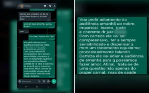 Advogado anexou print’s de uma conversa com uma mulher com quem marcou encontro para pedir o adiamento da sessão, em Goiânia. | Foto: Reproduçao