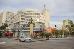 Bandeirante or Pennant is the name this statue exposed in In Bandeirante Square of Goiania city. On July 19, 2023, Goiania, Brazil.