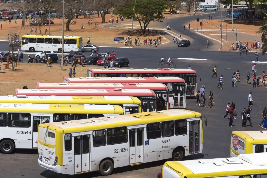 Brasilia Brazil. Photo of September 7, 2017. Buses used for collective transportation parked on the Plano Piloto Bus Station.