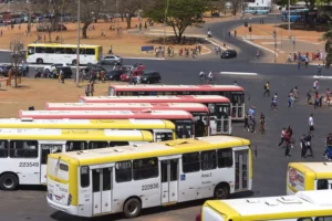 Brasilia Brazil. Photo of September 7, 2017. Buses used for collective transportation parked on the Plano Piloto Bus Station.