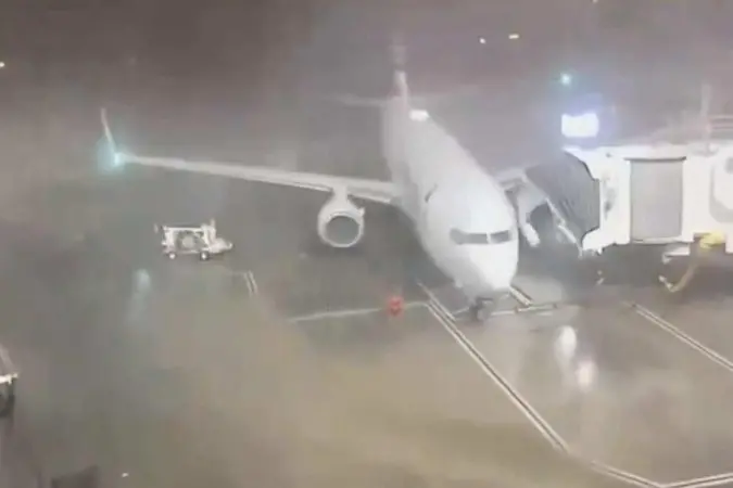 Na ocasião o local estava passando por uma tempestade acompanhada de ventos fortes, o caso ocorreu na última terça-feira  | Foto: Reprodução/X/@aviationbrk