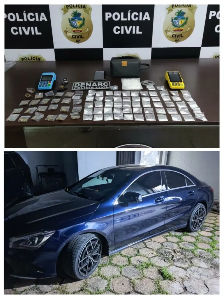 O estudante foi interceptado  pela polícia com drogas 
em veículo de luxo I Foto: Divulgação/PCGO