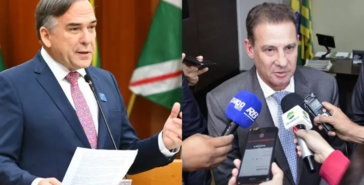Sandro Mabel (UB) e Vanderlan Cardoso (PSD). Imagens/Reprodução Câmara Municipal de Goiânia (à esquerda) e Assembleia Legislativa de Goiás (à direita)