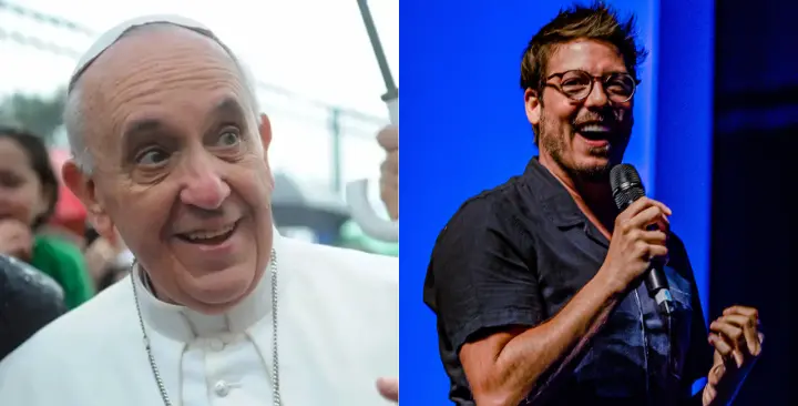 Papa Francisco convida Fabio Porchat para reunião no Vaticano.
Imagem à esquerda: Reprodução/Tânia Rêgo/Agência Brasil
Imagem à direita: Reprodução/Instagram