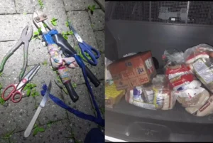 Pacotes com itens de cesta básica e caixas de leite foram recuperados. | Foto: Reprodução