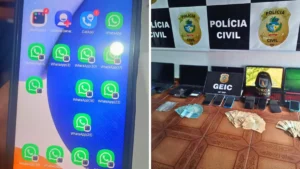 Com os suspeitos presos na operação foram apreendidos cinco notebooks, 12 smartphones, 245 chips telefônicos, dois carros e R$ 6.275 em espécie I Foto: Divulgação/PCGO