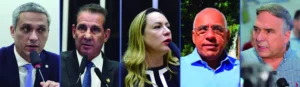 A menos de quatro meses das eleições, os pré-candidatos Gayer, Vanderlan e Adriana aparecem na frente, com Cruz na quarta posição | Fotos:  Vinicius Loures/Câmara dos Deputados; Roque de Sá/Agência Senado; Zeca Ribeiro/Câmara dos Deputados; Jackson Rodrigues; Divulgação