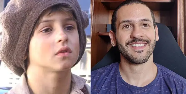 Davi Lucas interpretando Terê, aos 10 anos, e hoje em dia. Reprodução/TV Globo/Instagram