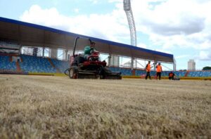 Campos de futebol e praças esportivas têm gramados revitalizados