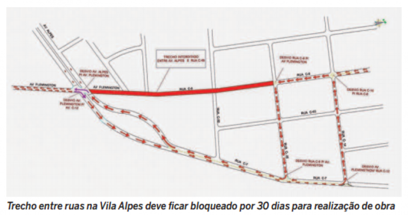 Trânsito será desviado para obras