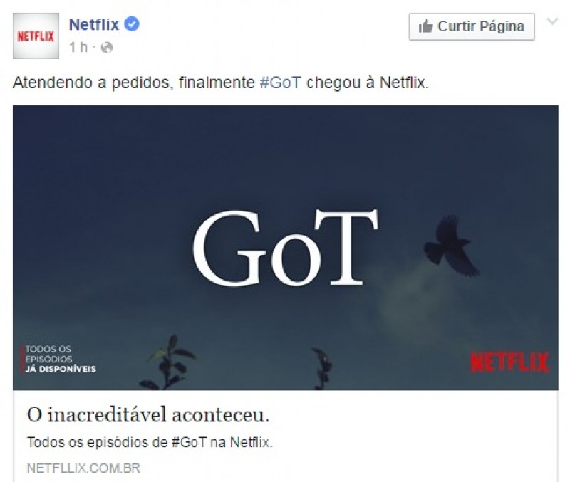 Netflix anuncia que vai exibir Game of Thrones...Não